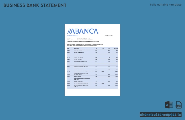 Abanca Bank Firmenkontoauszug (Word- und PDF-Beispiel)